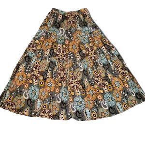 Cattelac Ranch L Pleated Floral Skirt Cowgirl Western 100% Rayon India